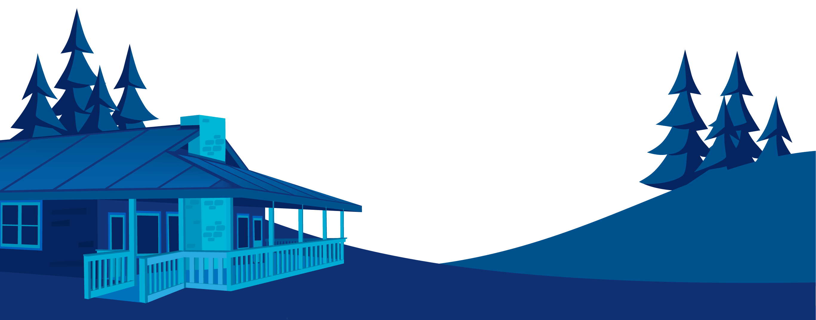Illustration of the Lodge at Sherlock Springs in Blue Hues