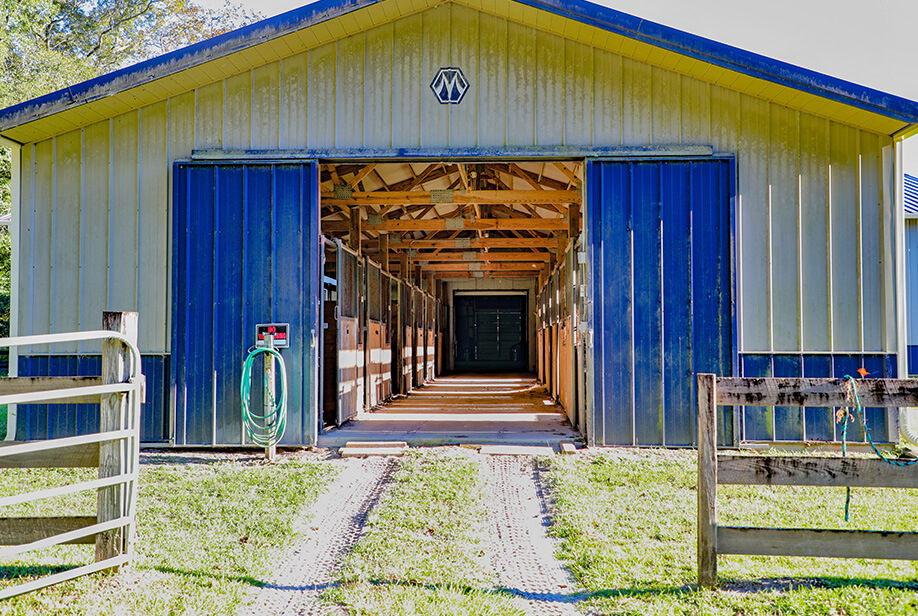 View into the Equestrian Center which shows the barn stalls.